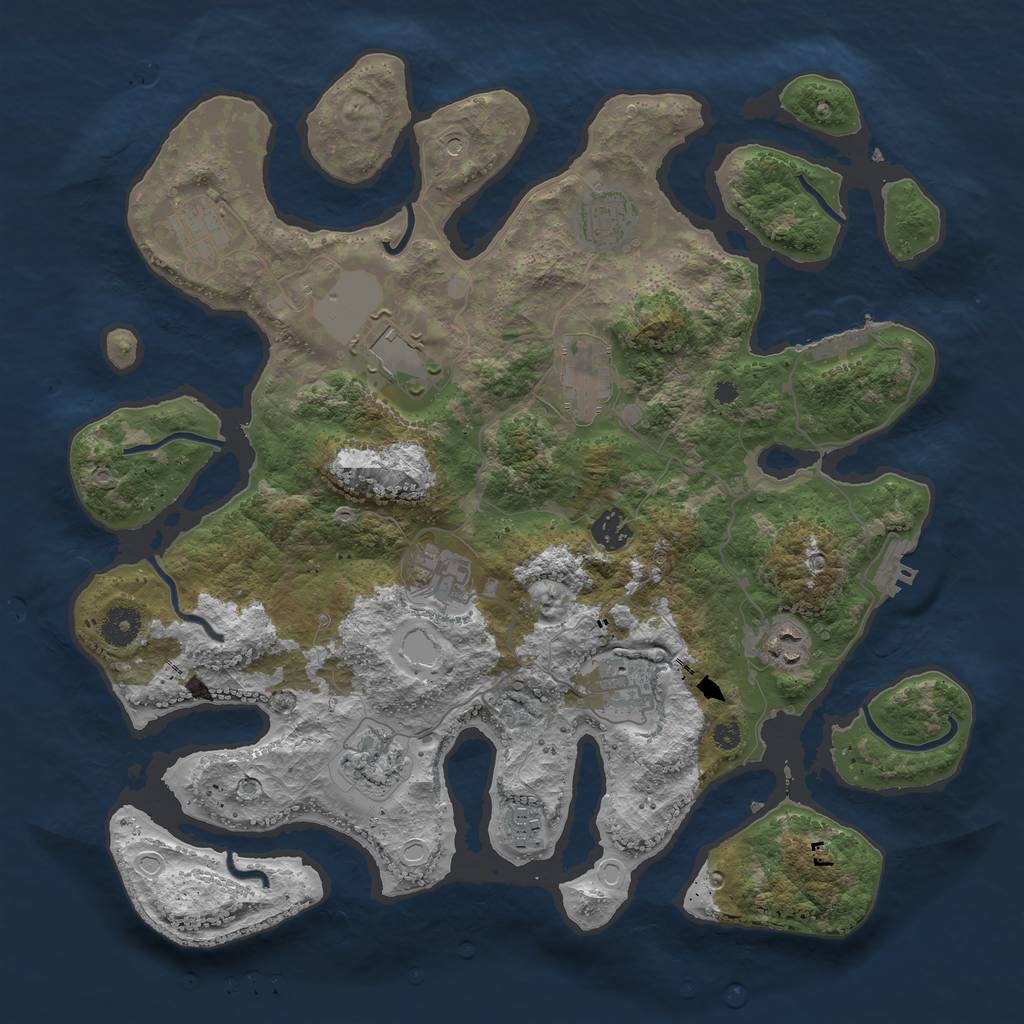 Rust Map: Procedural Map, Size: 3850, Seed: 226409134, 18 Monuments