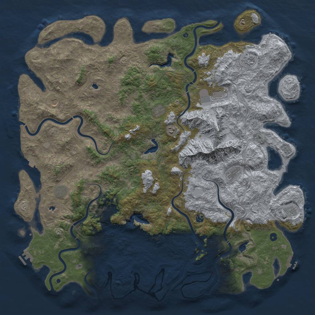 Rust Map: Procedural Map, Size: 6000, Seed: 1053342852, 17 Monuments