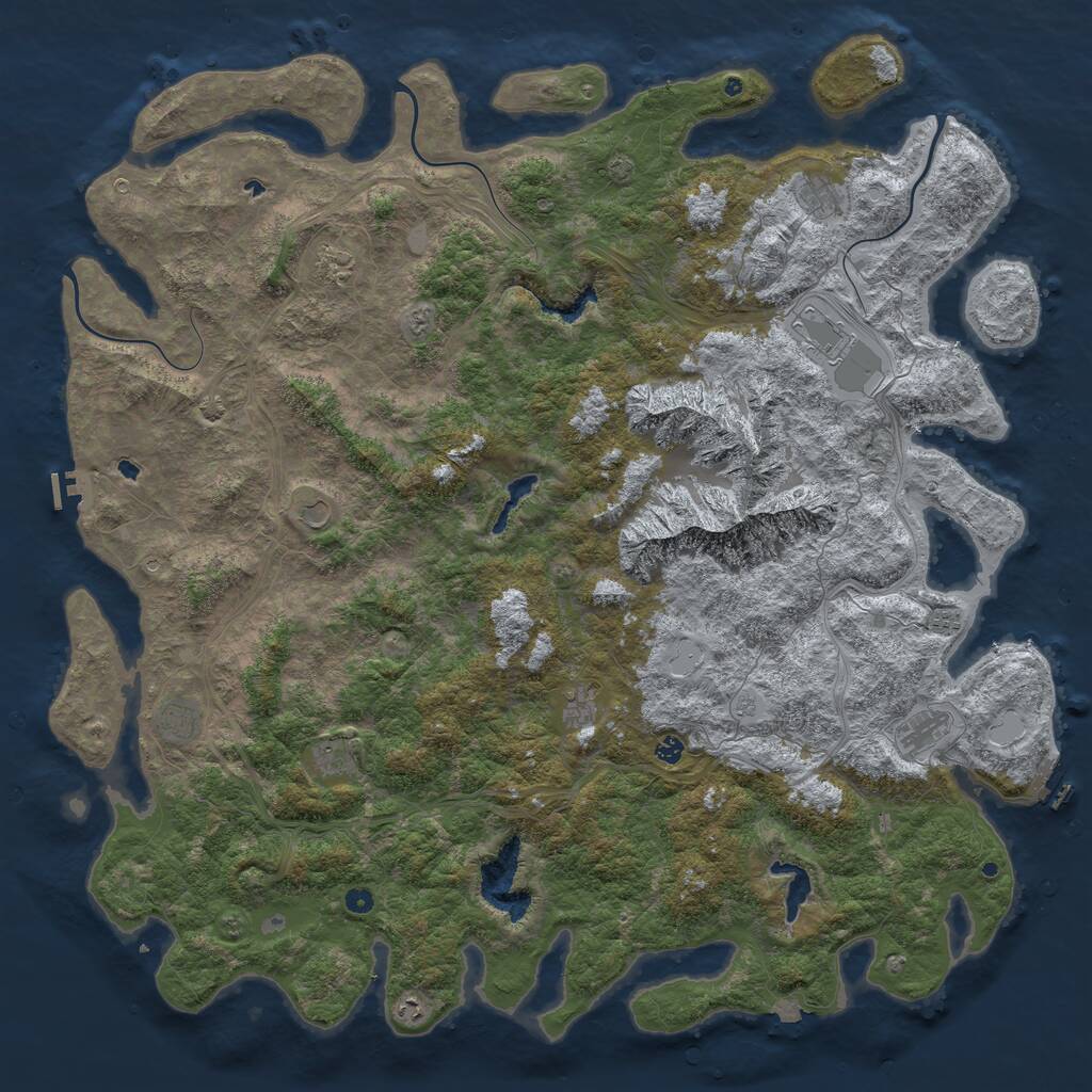 Rust Map: Procedural Map, Size: 6000, Seed: 1053342852, 17 Monuments