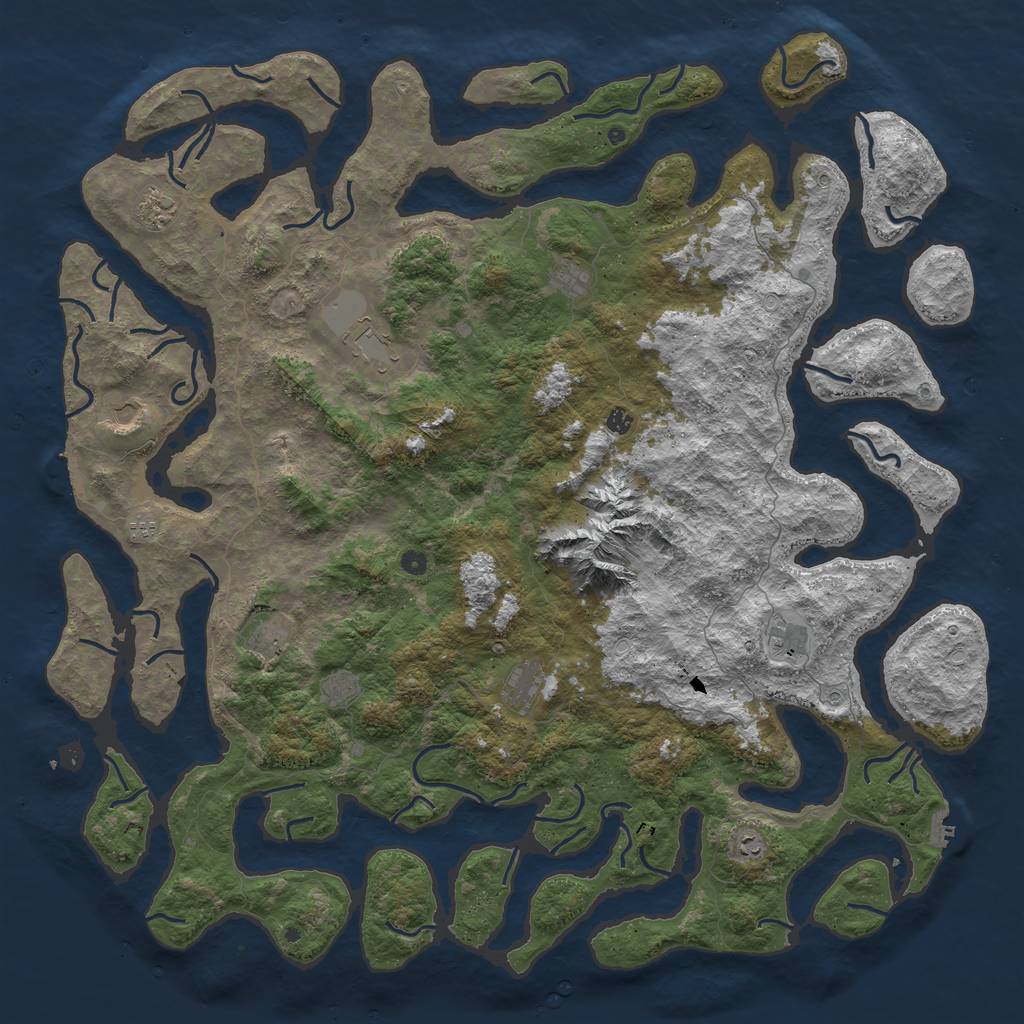 Rust Map: Procedural Map, Size: 6000, Seed: 1053342852, 19 Monuments