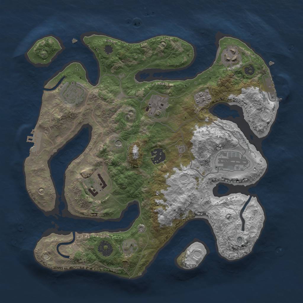 Rust Map: Procedural Map, Size: 3000, Seed: 668069, 15 Monuments