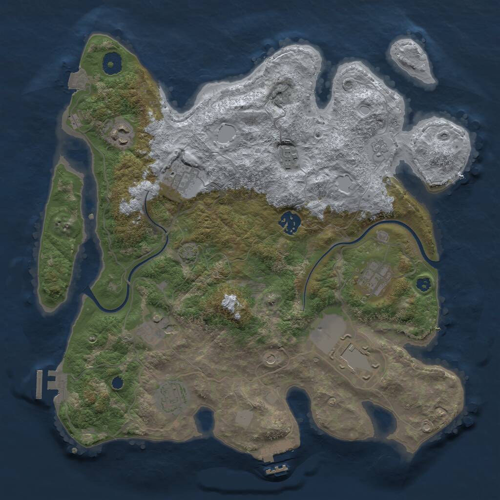 Rust Map: Procedural Map, Size: 3500, Seed: 109293192, 14 Monuments