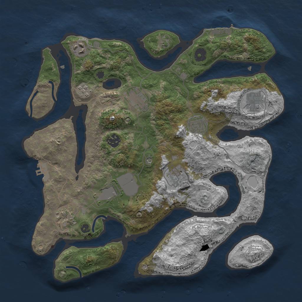 Rust Map: Procedural Map, Size: 3500, Seed: 1962633679, 17 Monuments