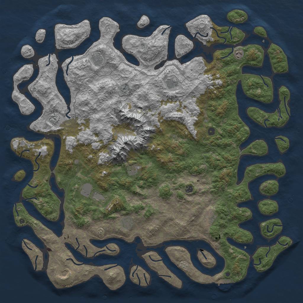 Rust Map: Procedural Map, Size: 6000, Seed: 365874, 18 Monuments