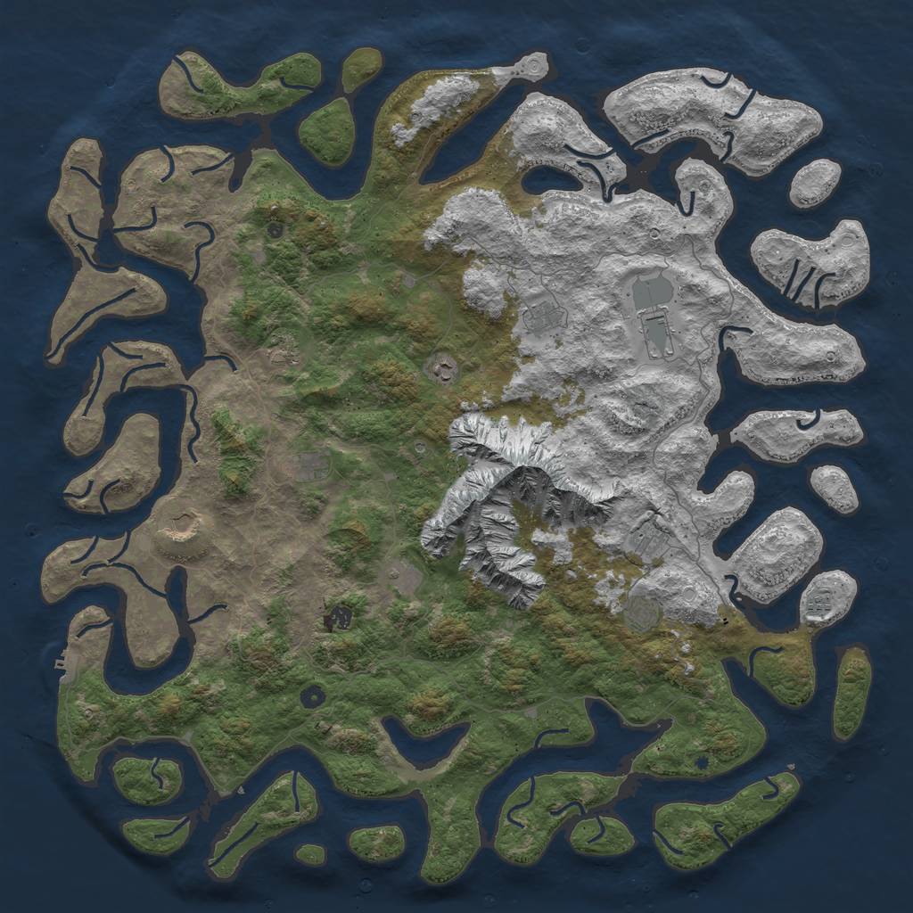 Rust Map: Procedural Map, Size: 6000, Seed: 128213, 18 Monuments