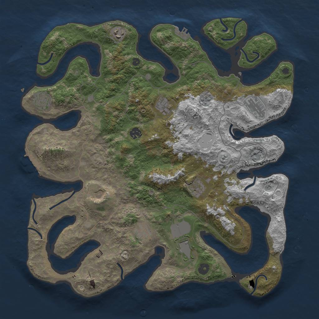 Rust Map: Procedural Map, Size: 4250, Seed: 68312779, 18 Monuments