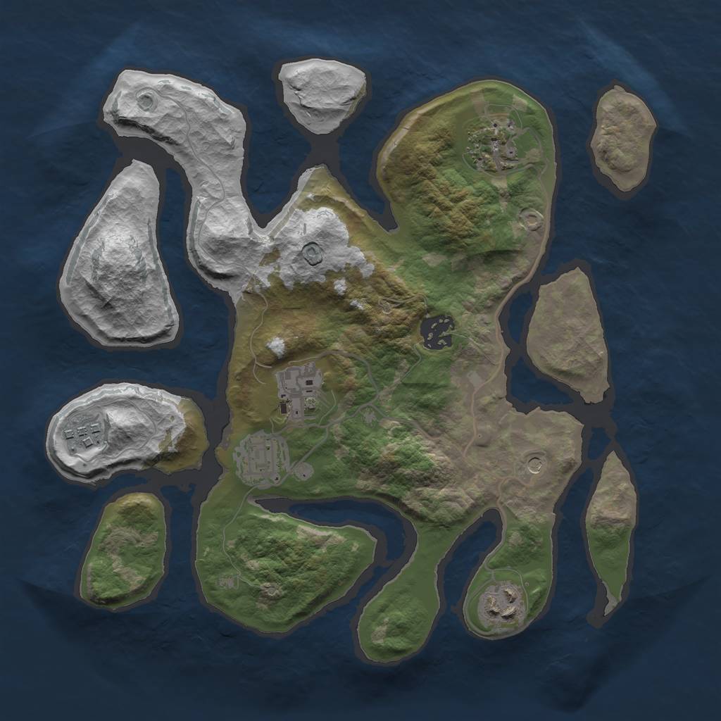 Rust Map: Barren, Size: 3000, Seed: 913815, 9 Monuments