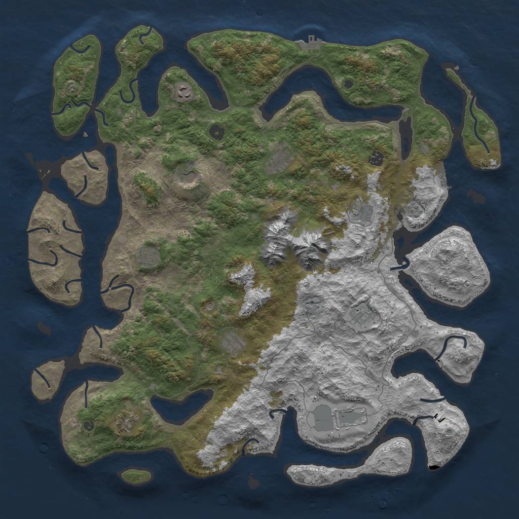 Rust Map: Procedural Map, Size: 5200, Seed: 616, 19 Monuments