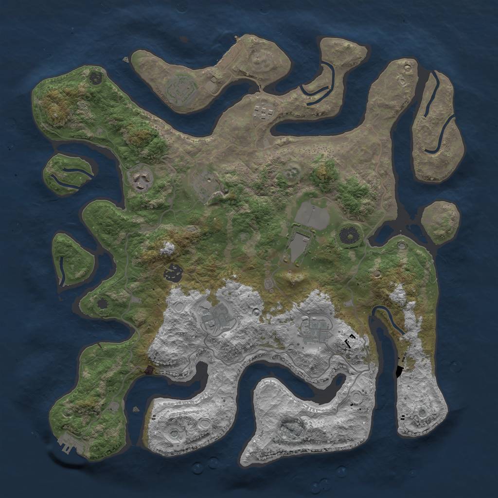 Rust Map: Procedural Map, Size: 4000, Seed: 1441653112, 16 Monuments