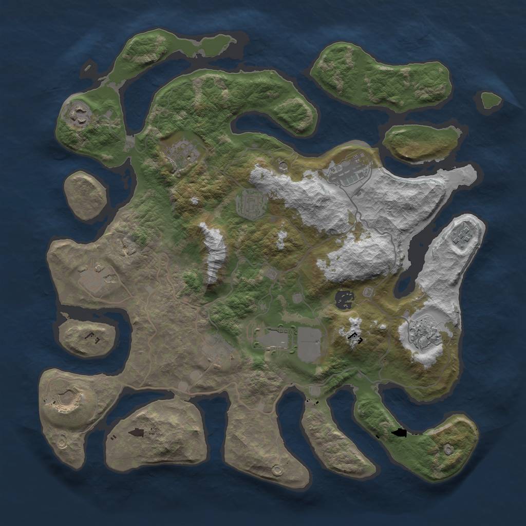 Rust Map: Barren, Size: 4000, Seed: 1875398188, 14 Monuments