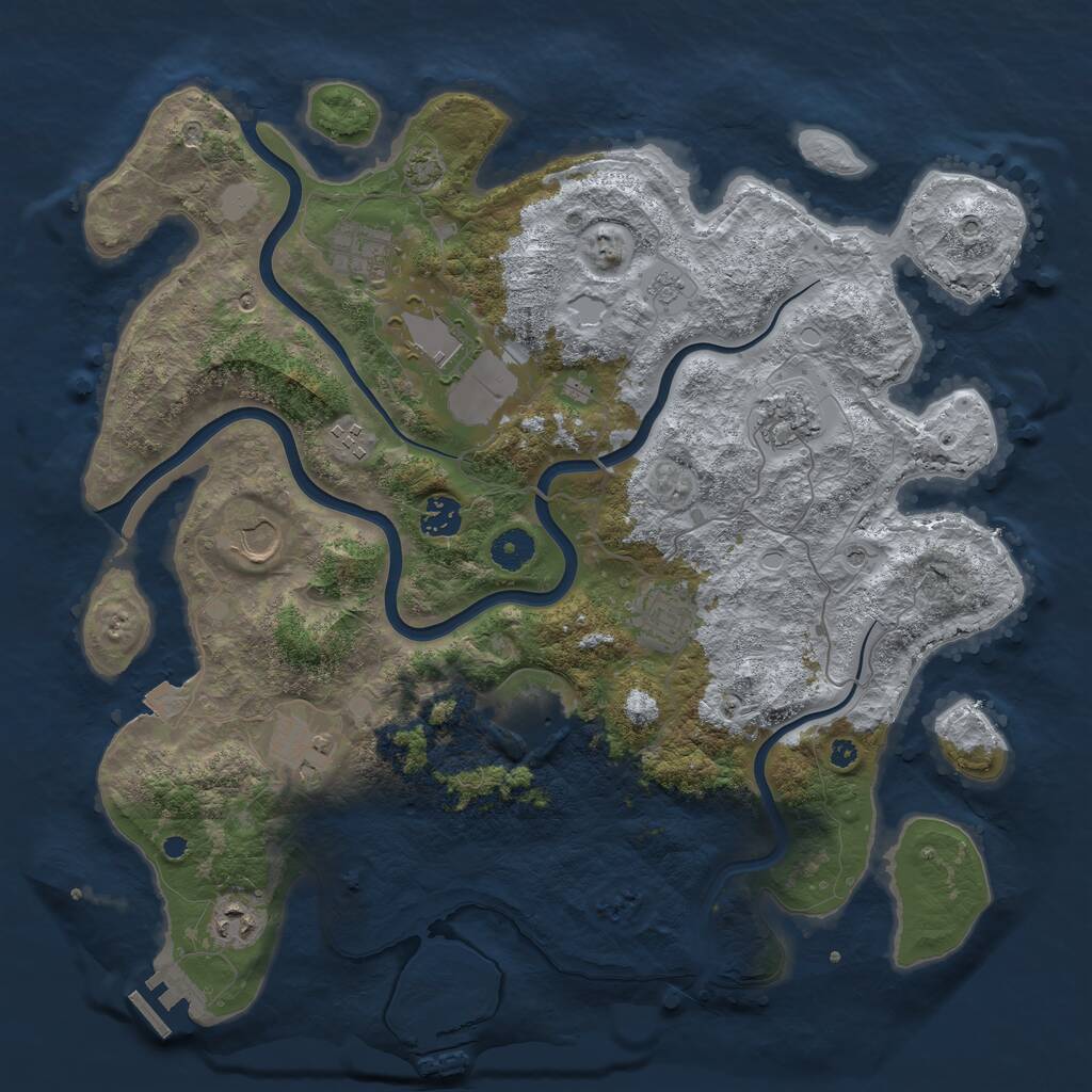Rust Map: Procedural Map, Size: 3950, Seed: 2061917601, 16 Monuments