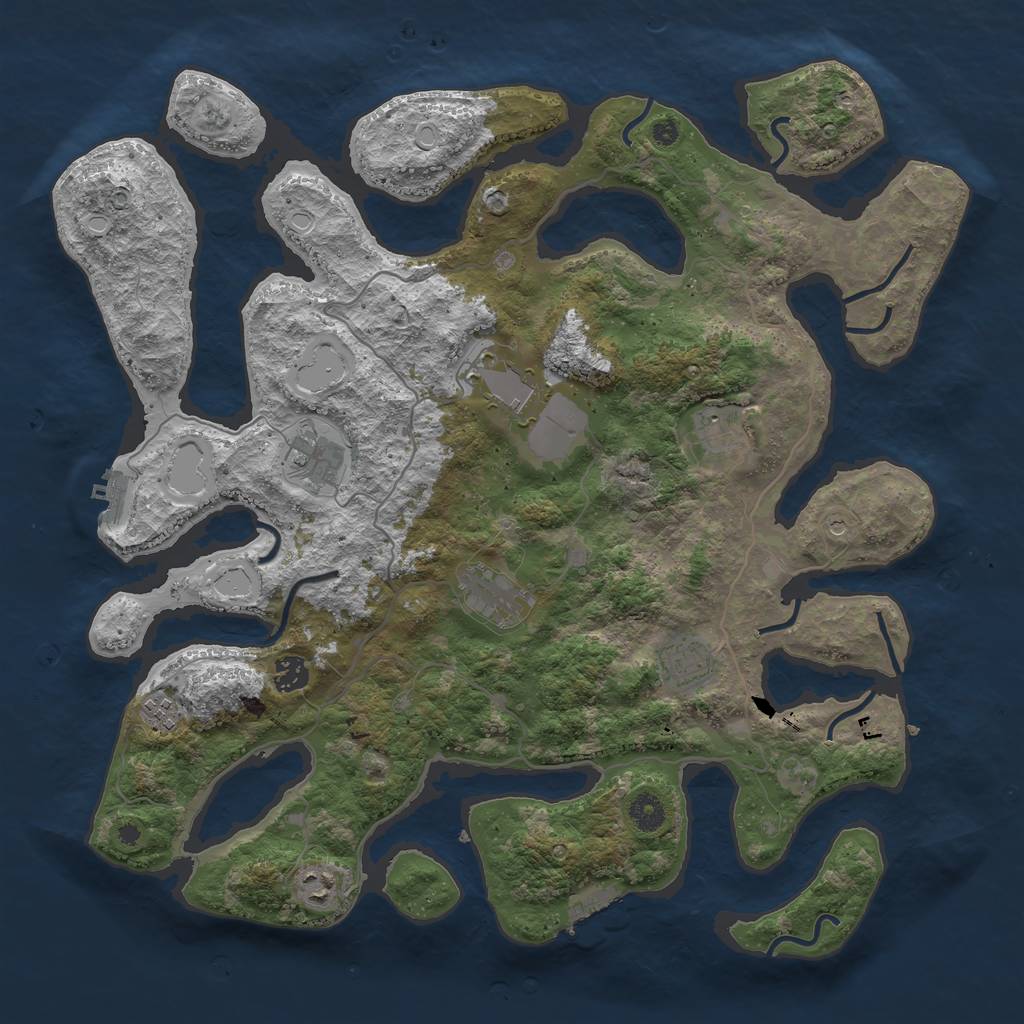 Rust Map: Procedural Map, Size: 4200, Seed: 70104497, 16 Monuments