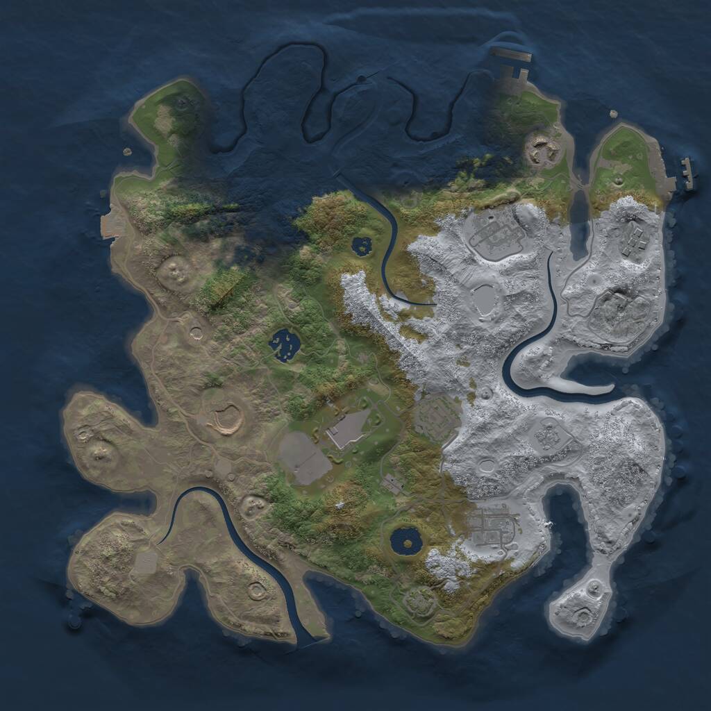 Rust Map: Procedural Map, Size: 3500, Seed: 625354, 14 Monuments