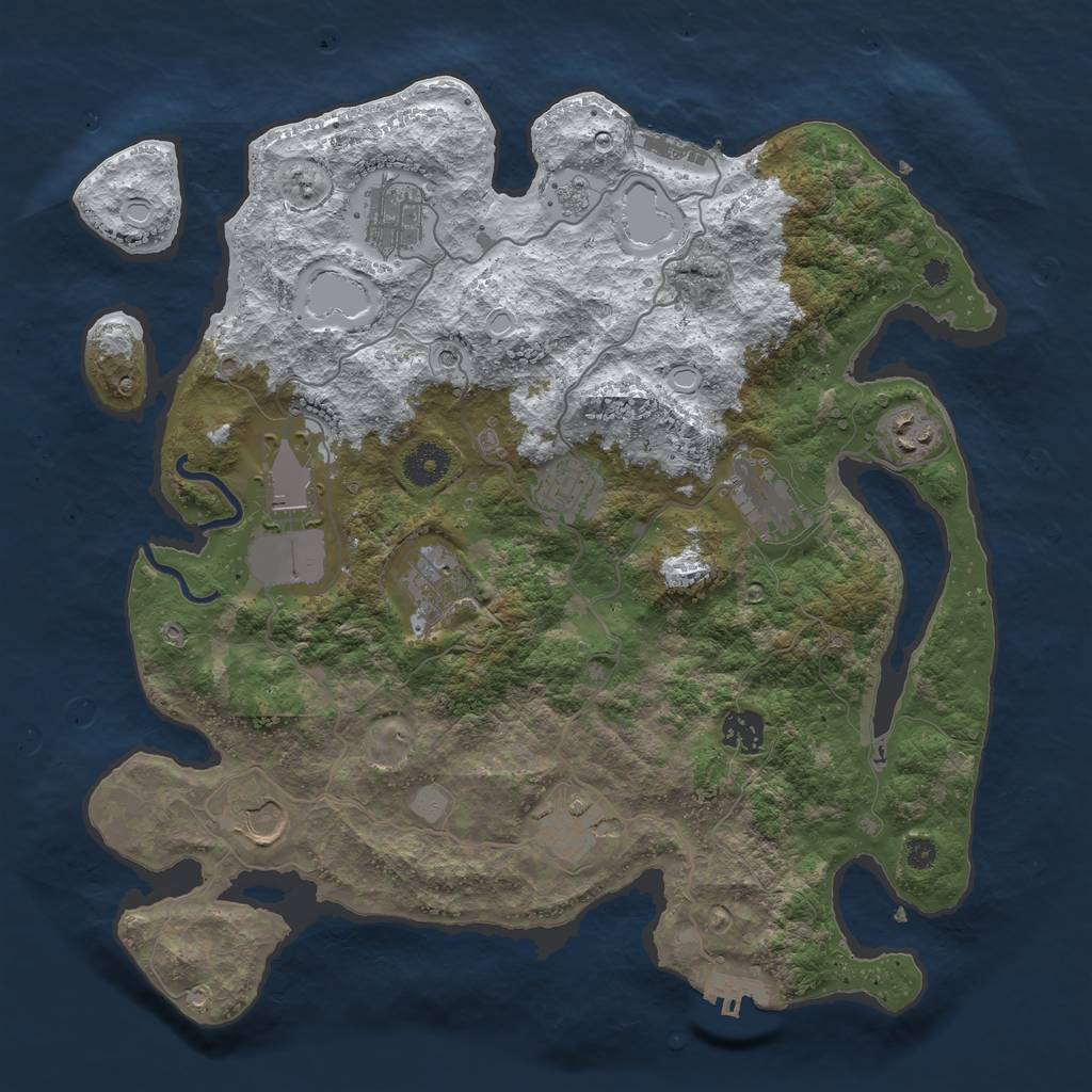 Rust Map: Procedural Map, Size: 3700, Seed: 176303903, 18 Monuments