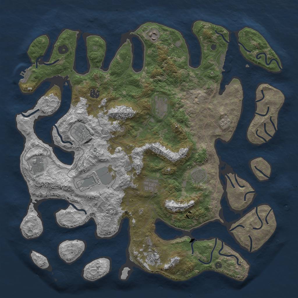 Rust Map: Procedural Map, Size: 4500, Seed: 1958249516, 18 Monuments