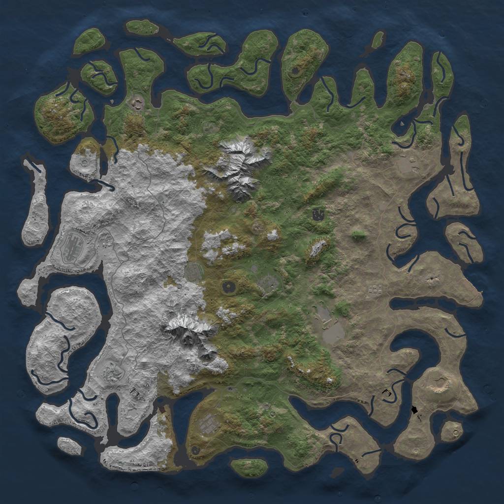 Rust Map: Procedural Map, Size: 6000, Seed: 73535826, 18 Monuments
