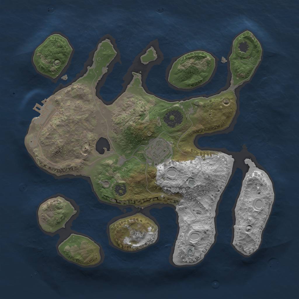 Rust Map: Procedural Map, Size: 2500, Seed: 880797810, 7 Monuments