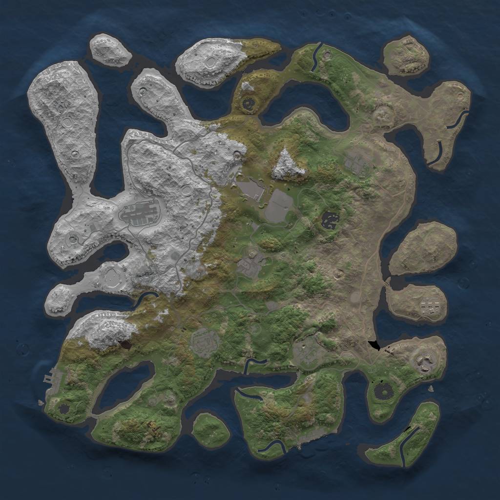 Rust Map: Procedural Map, Size: 4100, Seed: 70104497, 17 Monuments