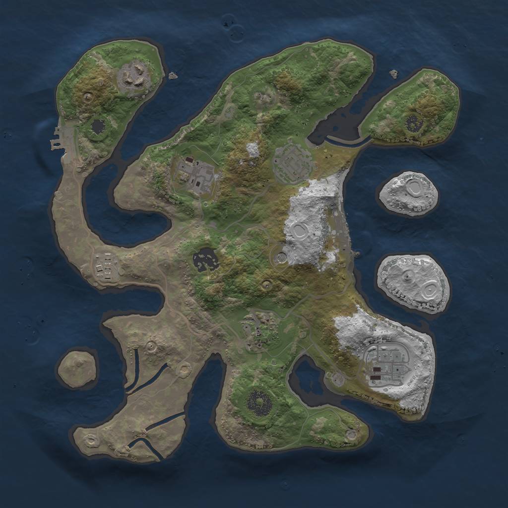 Rust Map: Procedural Map, Size: 3000, Seed: 1226284335, 15 Monuments