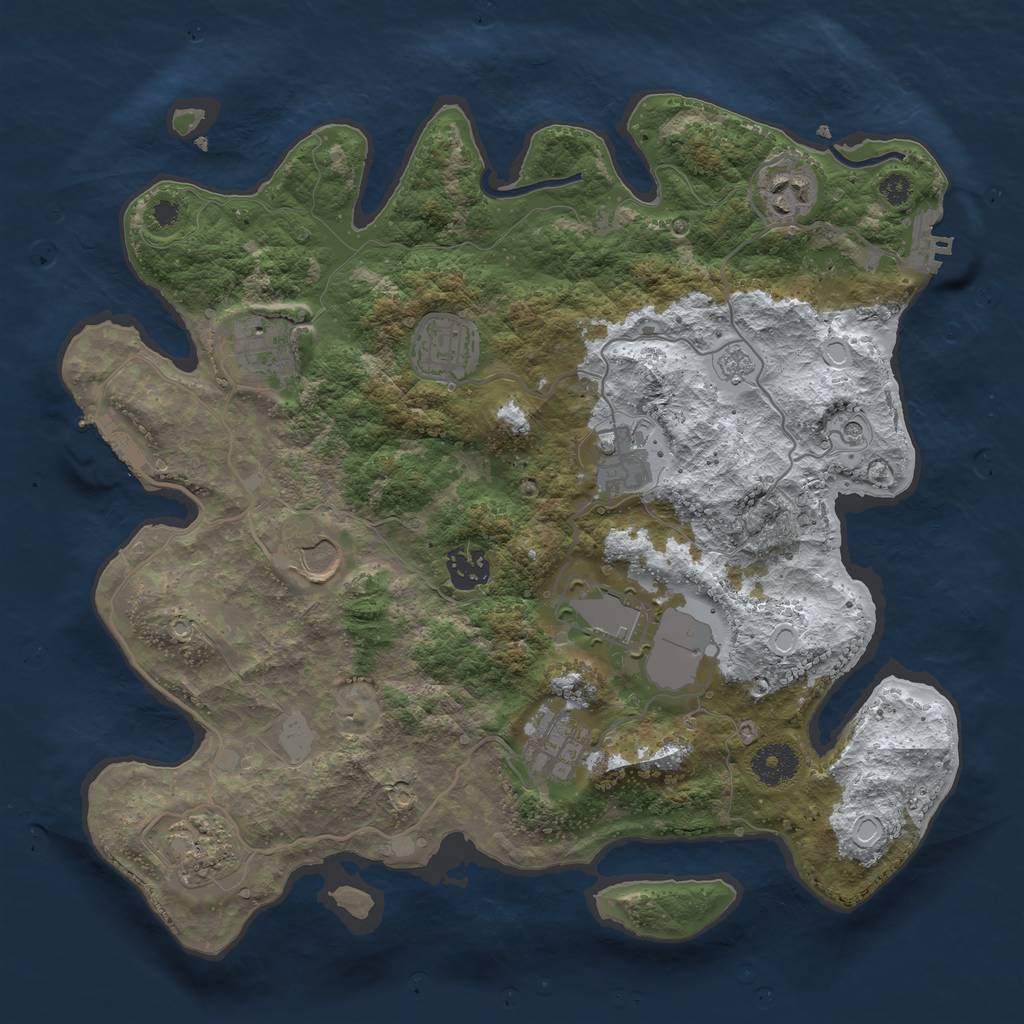 Rust Map: Procedural Map, Size: 3500, Seed: 92743252, 18 Monuments