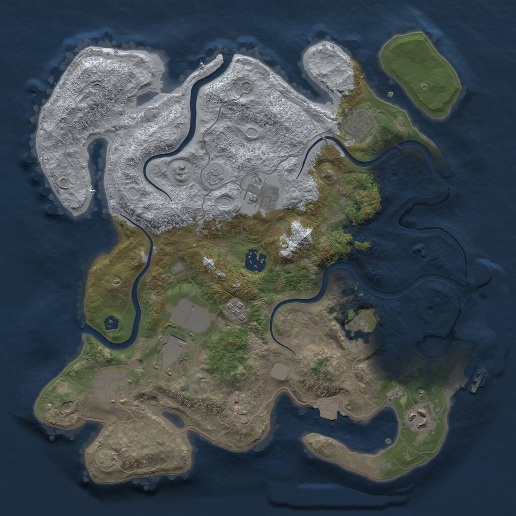 Rust Map: Procedural Map, Size: 3500, Seed: 1241887038, 13 Monuments