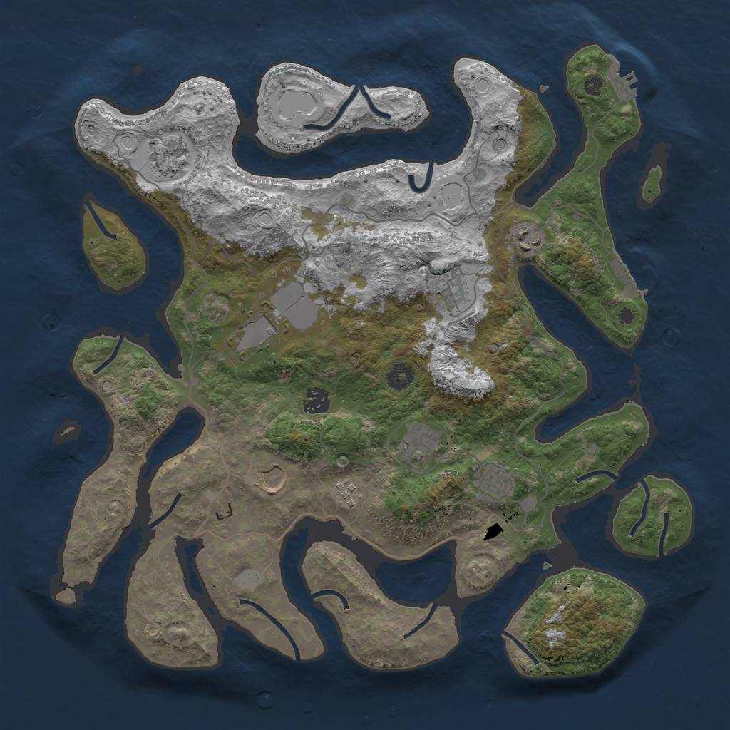 Rust Map: Procedural Map, Size: 4000, Seed: 742323434, 17 Monuments