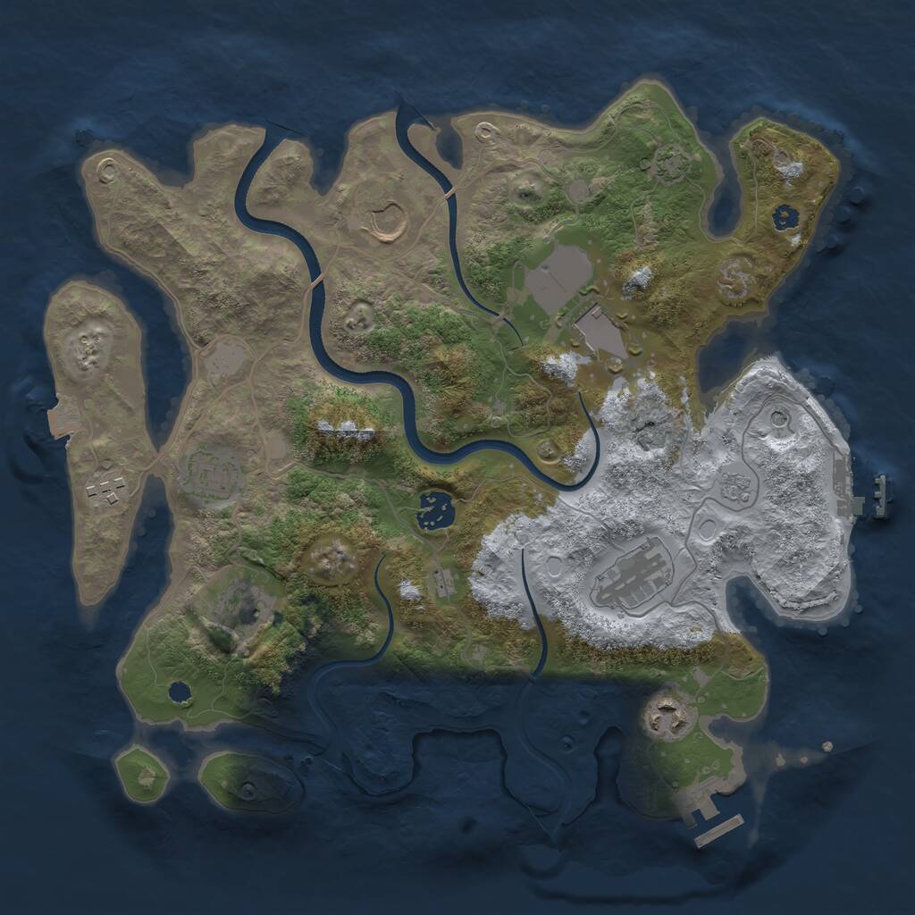 Rust Map: Procedural Map, Size: 3500, Seed: 364433753, 14 Monuments