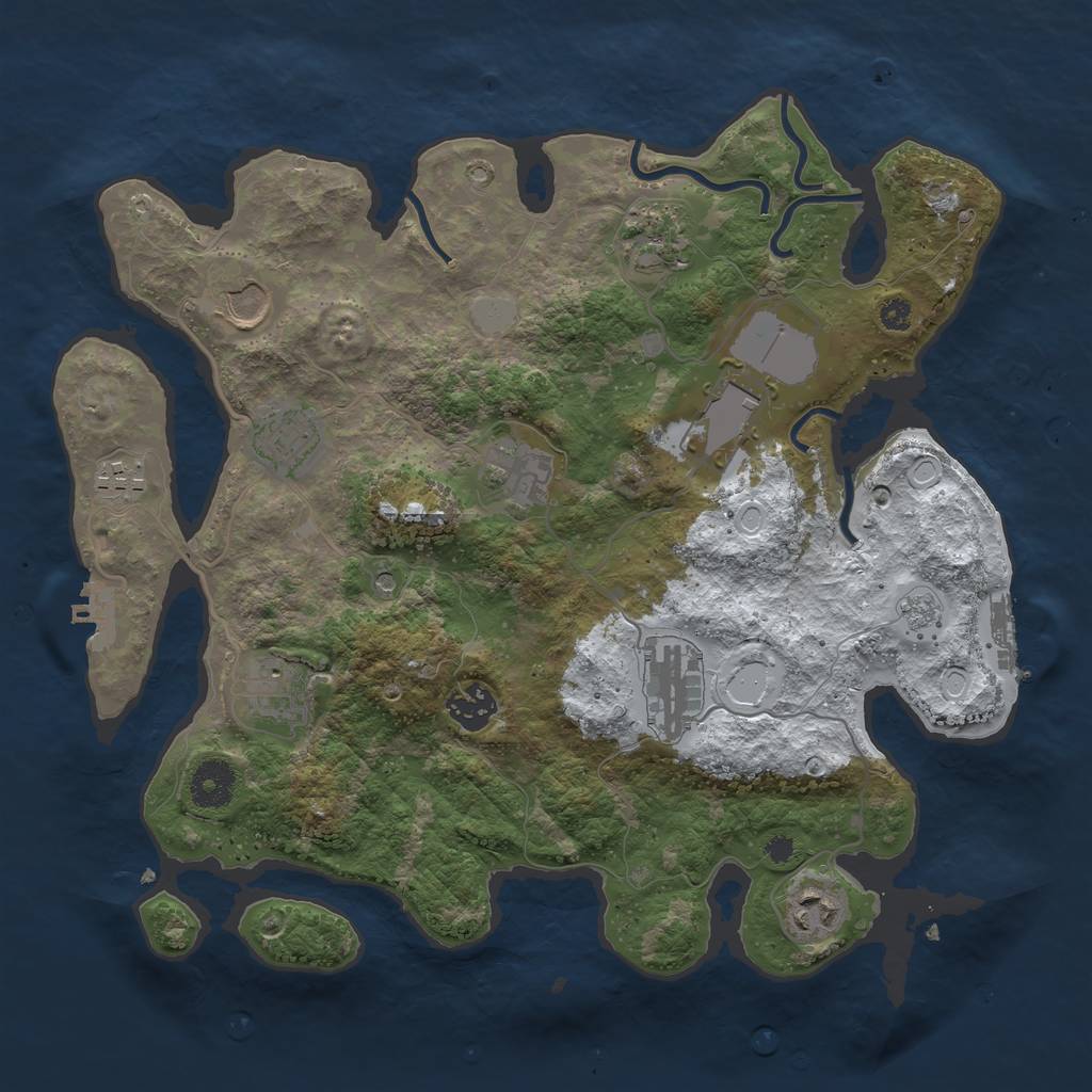 Rust Map: Procedural Map, Size: 3500, Seed: 364433753, 19 Monuments