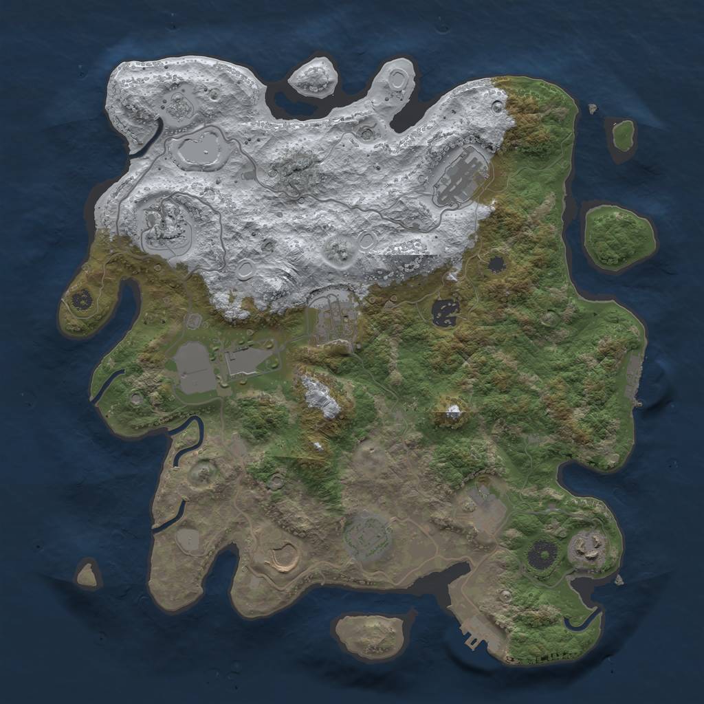 Rust Map: Procedural Map, Size: 3600, Seed: 1171741060, 18 Monuments