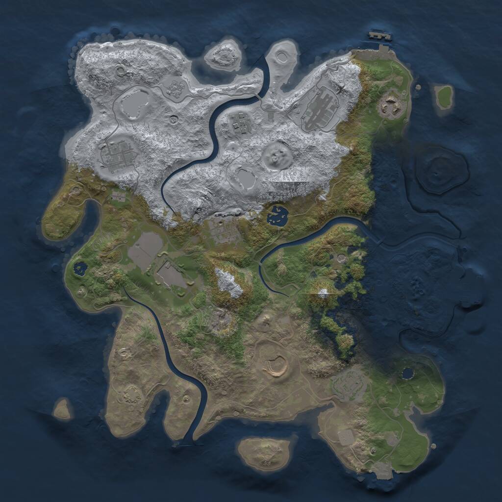 Rust Map: Procedural Map, Size: 3600, Seed: 1171741060, 15 Monuments