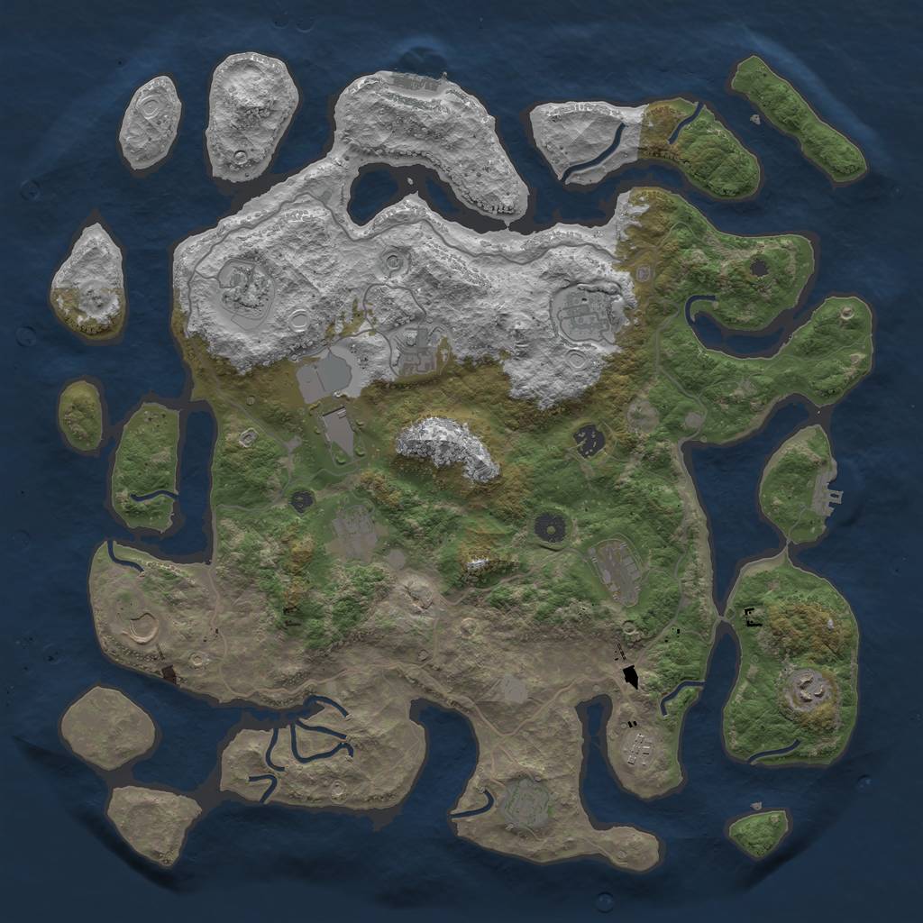Rust Map: Procedural Map, Size: 4500, Seed: 176303903, 19 Monuments
