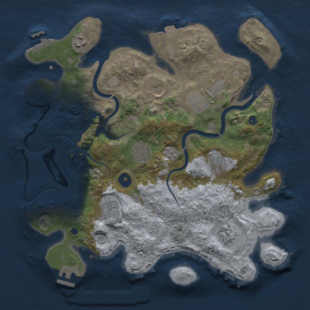 Rust Map: Procedural Map, Size: 3500, Seed: 886934, 14 Monuments