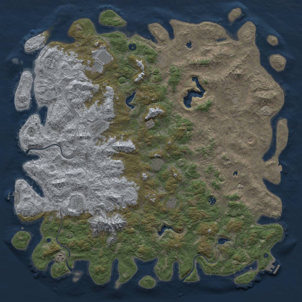 Rust Map: Procedural Map, Size: 6000, Seed: 411277953, 17 Monuments