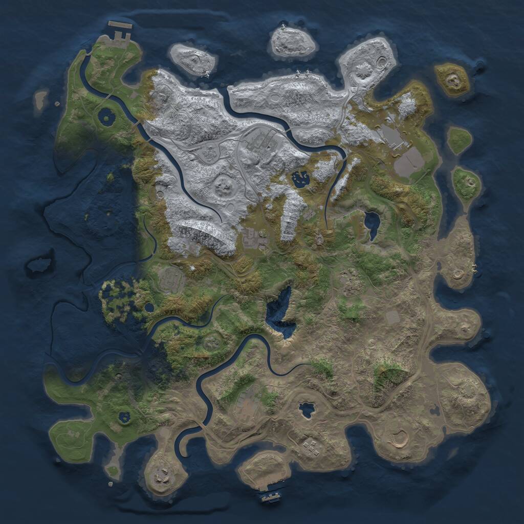 Rust Map: Procedural Map, Size: 4444, Seed: 1233565, 16 Monuments