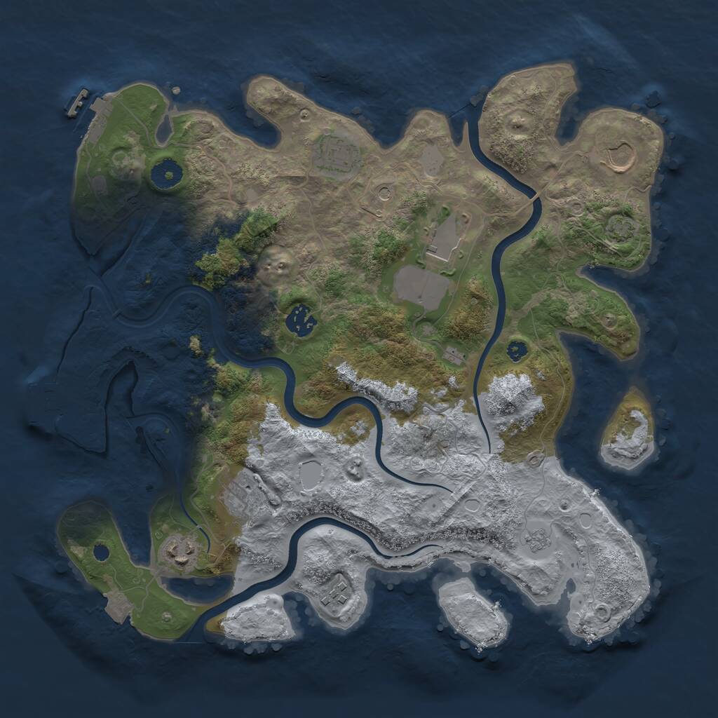 Rust Map: Procedural Map, Size: 3600, Seed: 1073974327, 13 Monuments
