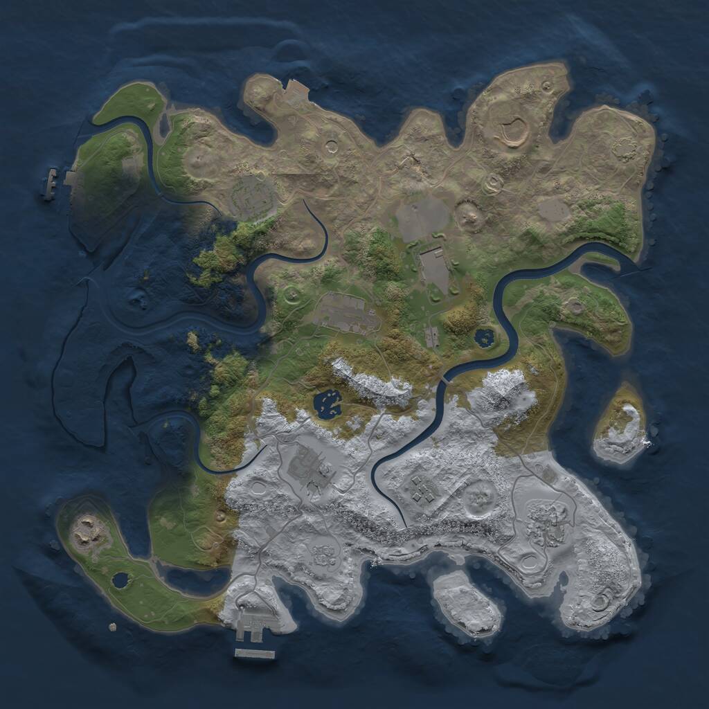 Rust Map: Procedural Map, Size: 3600, Seed: 1073974327, 15 Monuments