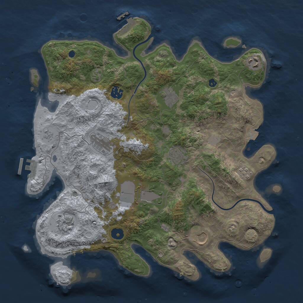 Rust Map: Procedural Map, Size: 3700, Seed: 1962239761, 15 Monuments