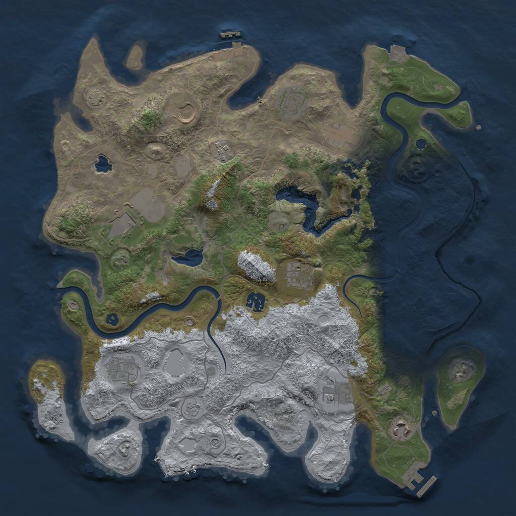 Rust Map: Procedural Map, Size: 4000, Seed: 419591494, 16 Monuments