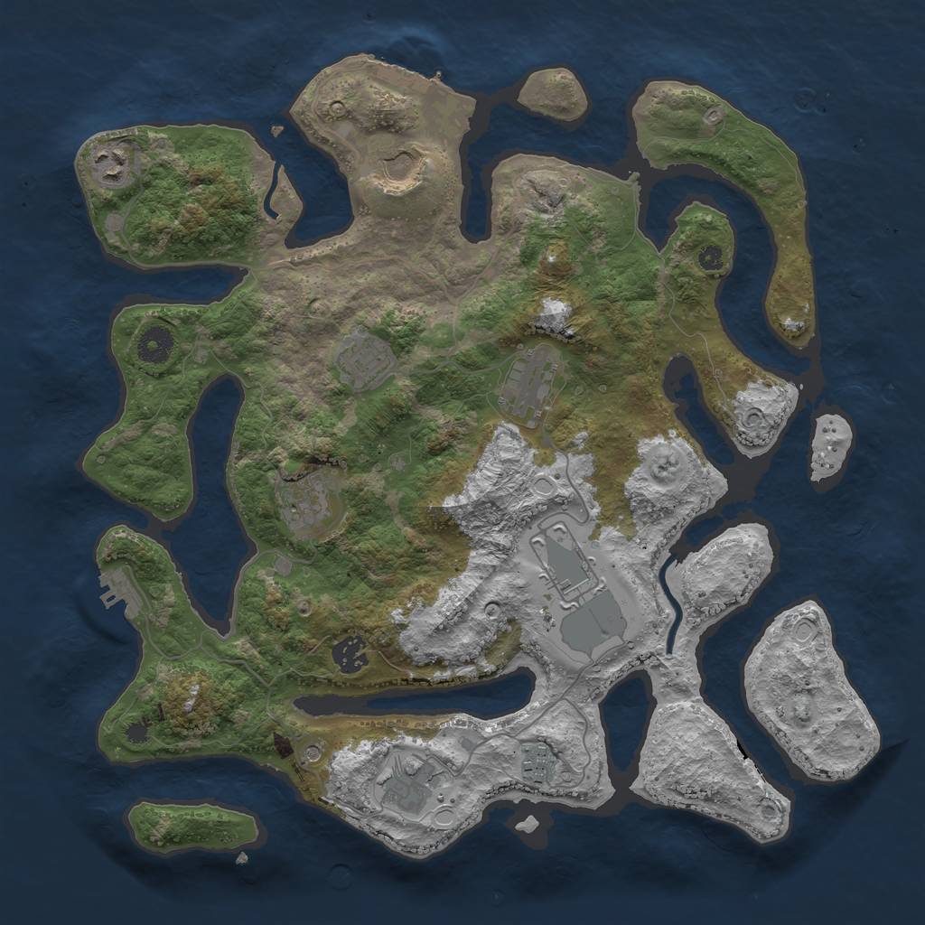 Rust Map: Procedural Map, Size: 3801, Seed: 91313135, 17 Monuments