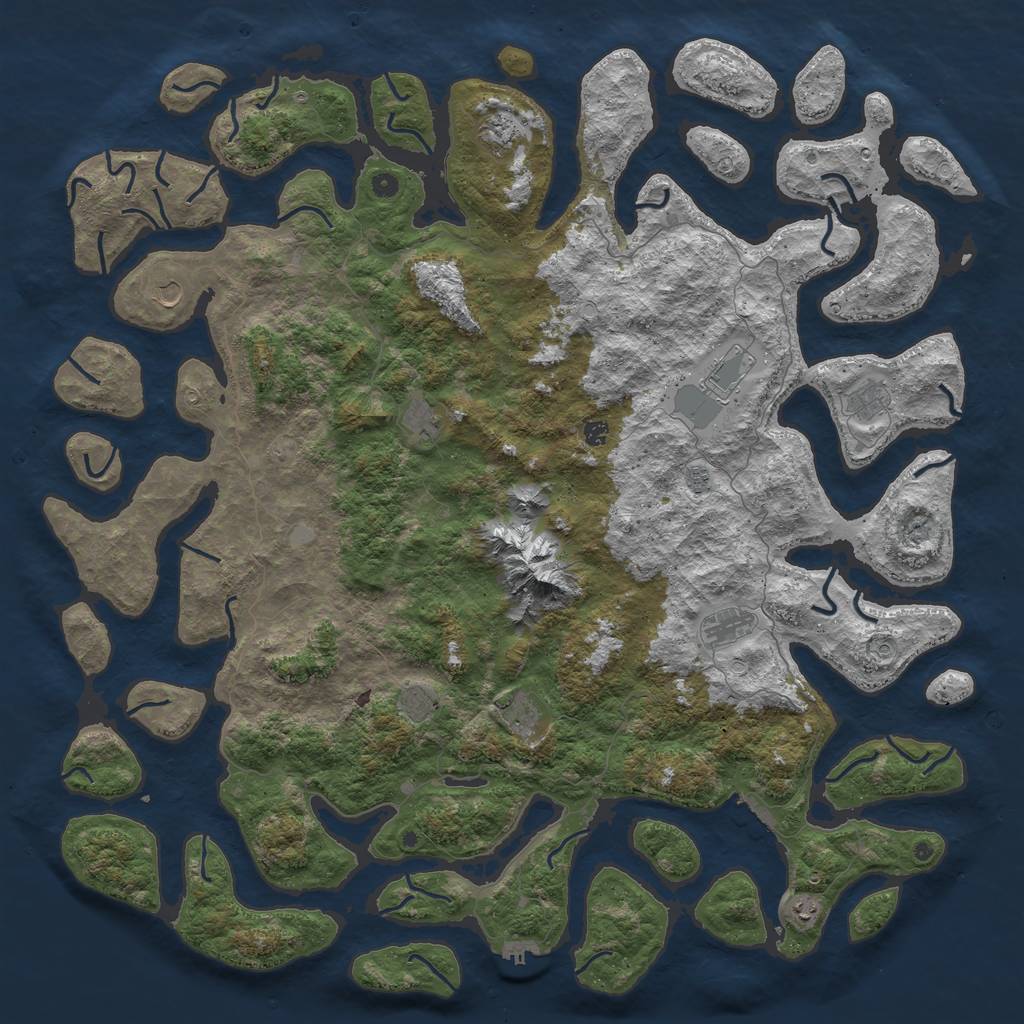 Rust Map: Procedural Map, Size: 6000, Seed: 58935, 19 Monuments
