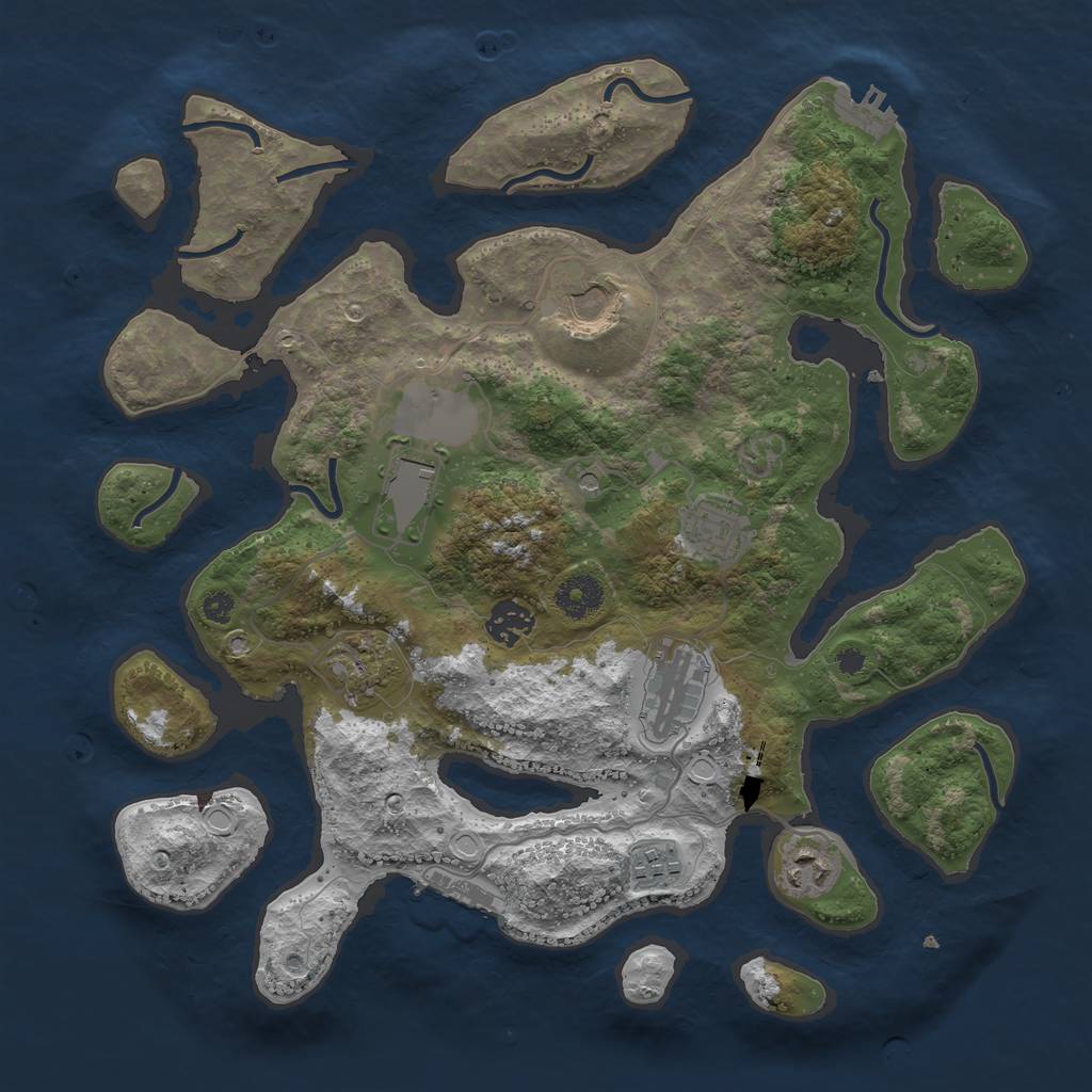 Rust Map: Procedural Map, Size: 3600, Seed: 316262166, 16 Monuments