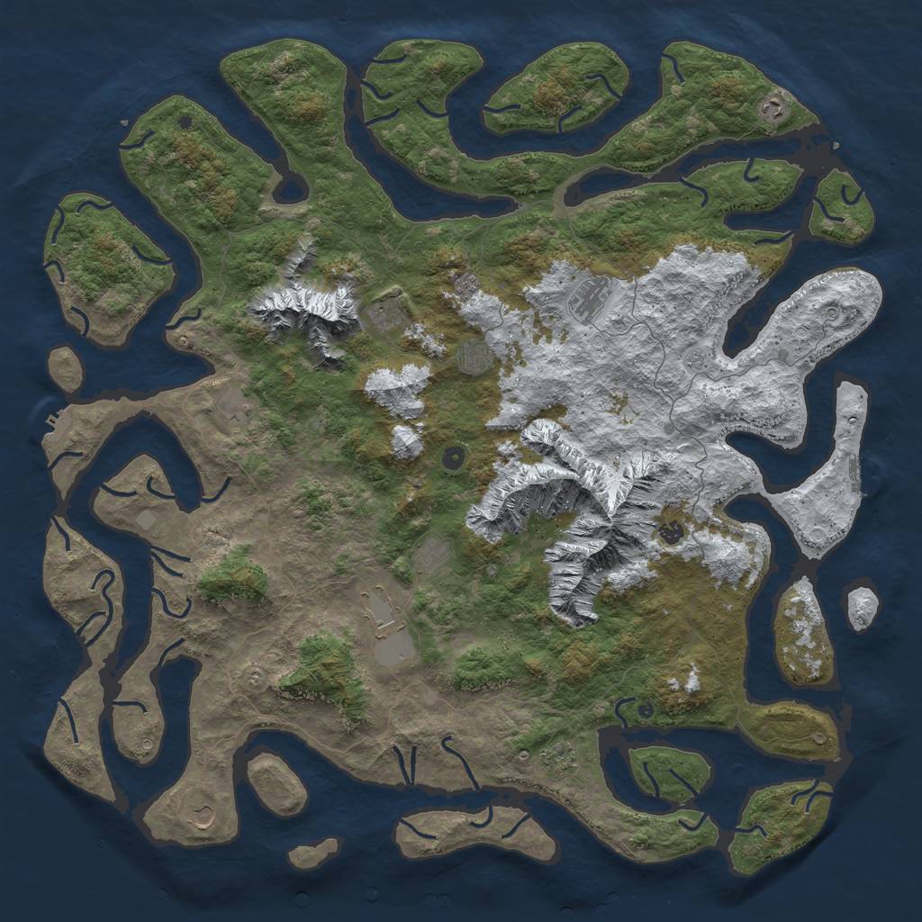 Rust Map: Procedural Map, Size: 6000, Seed: 813743238, 20 Monuments