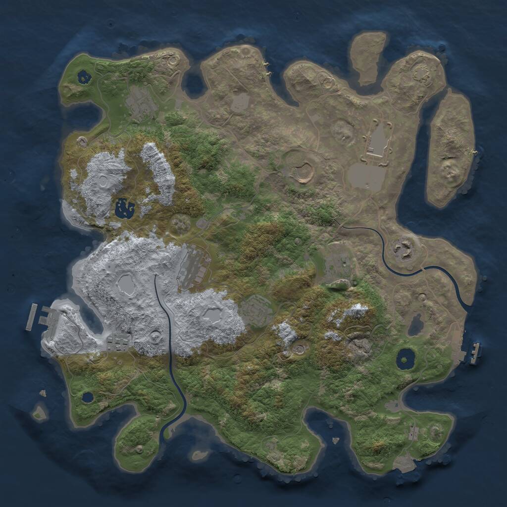 Rust Map: Procedural Map, Size: 3700, Seed: 1889712739, 14 Monuments