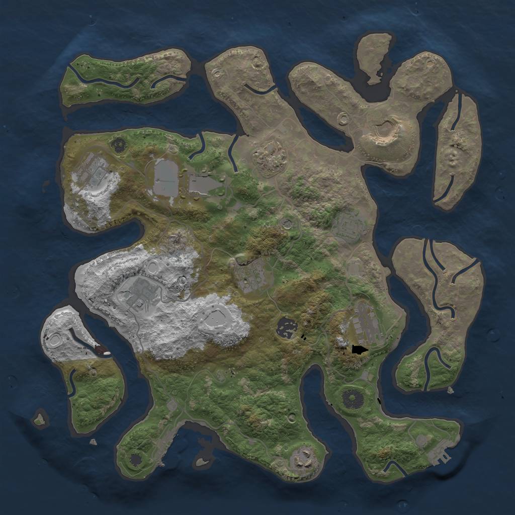 Rust Map: Procedural Map, Size: 3700, Seed: 1889712739, 18 Monuments