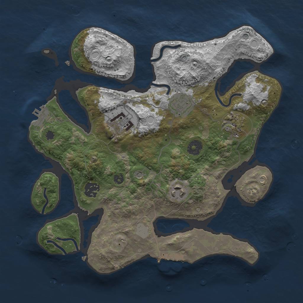 Rust Map: Procedural Map, Size: 3000, Seed: 694570, 13 Monuments
