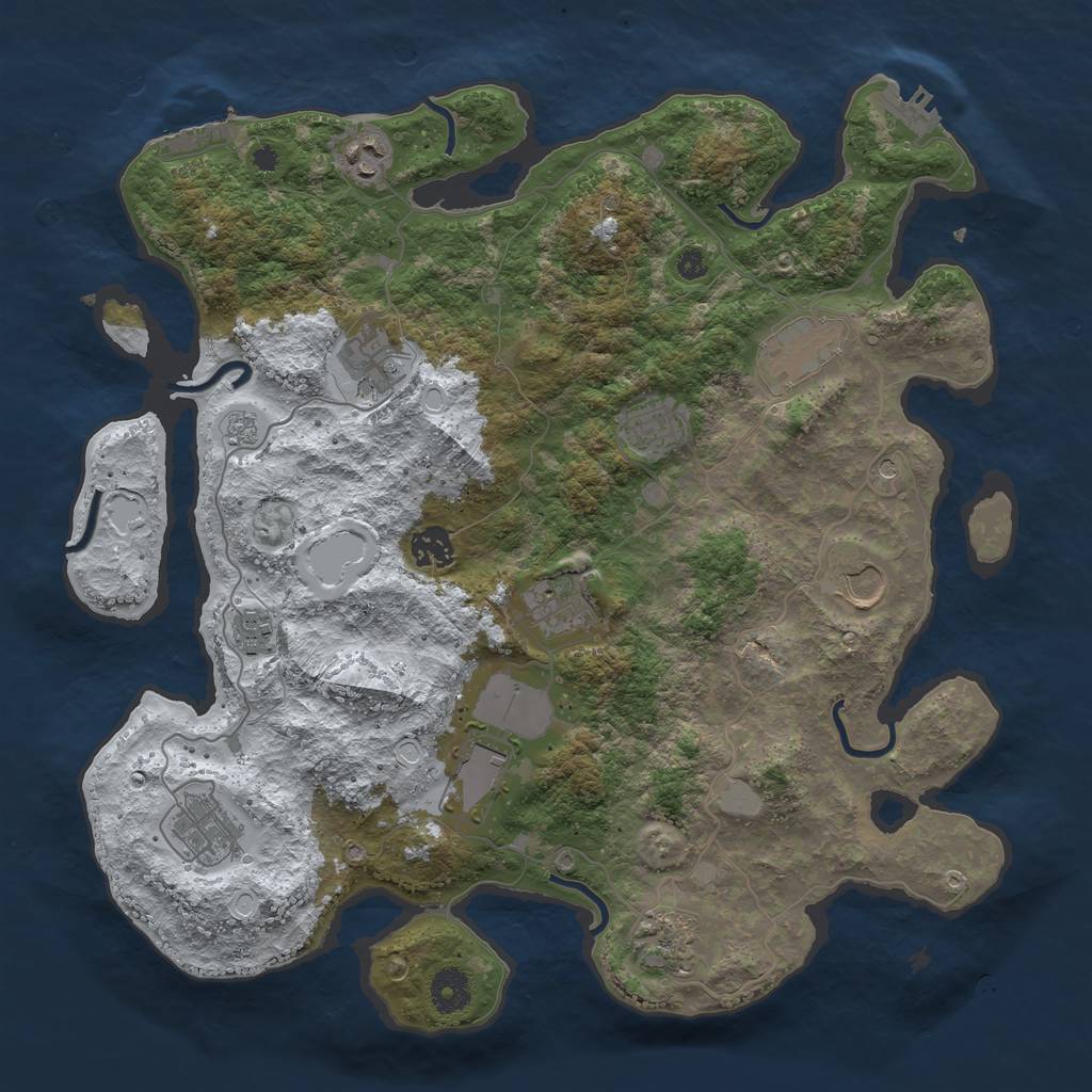 Rust Map: Procedural Map, Size: 3800, Seed: 7221, 20 Monuments