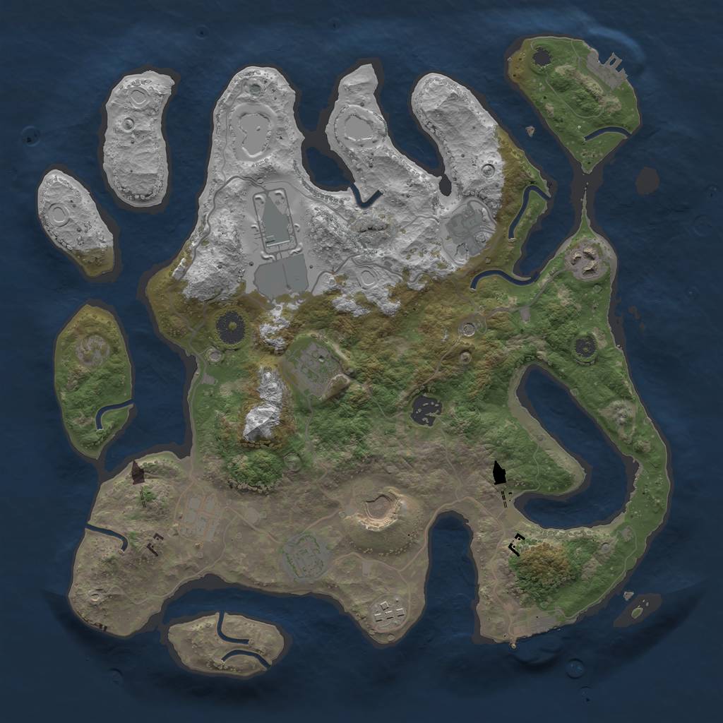 Rust Map: Procedural Map, Size: 3600, Seed: 3137343, 17 Monuments