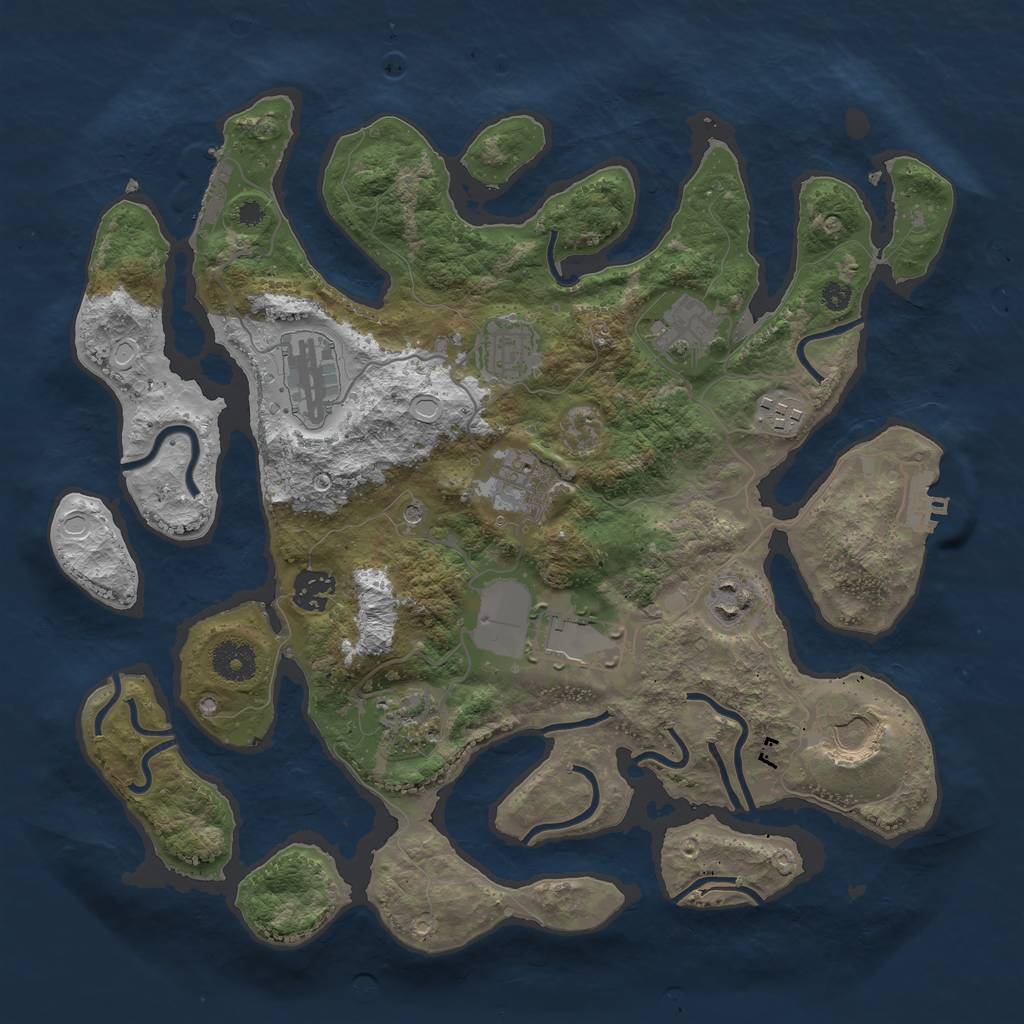 Rust Map: Procedural Map, Size: 3600, Seed: 1234567, 18 Monuments