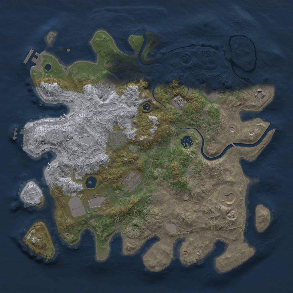 Rust Map: Procedural Map, Size: 3800, Seed: 3259769, 15 Monuments