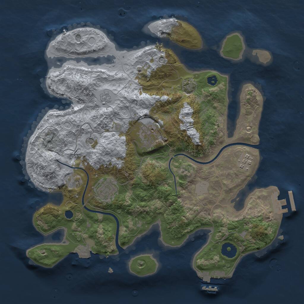 Rust Map: Procedural Map, Size: 3000, Seed: 599492, 9 Monuments